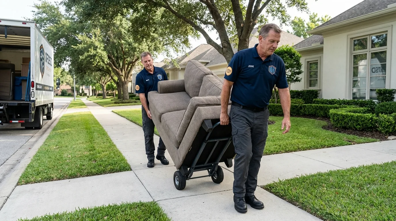 Local residential moving crew loading furniture in Milledgeville, GA